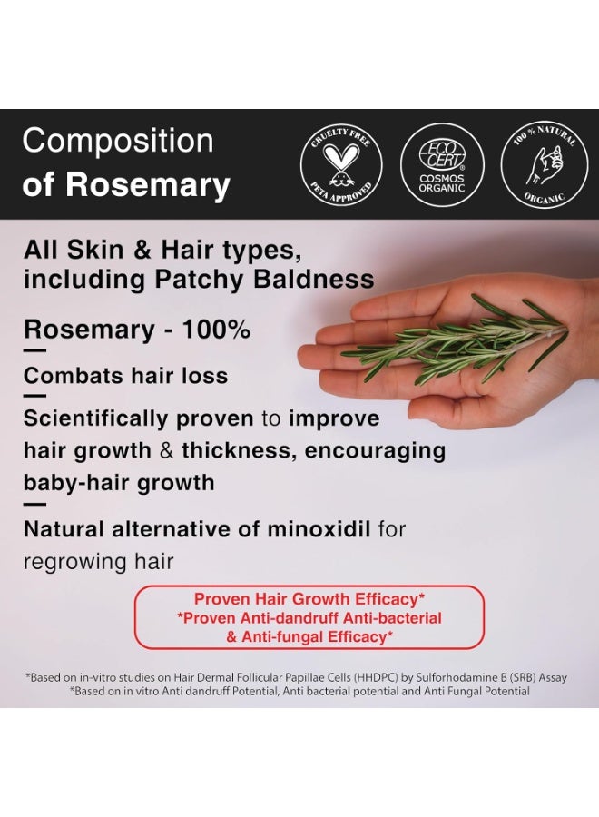 Soulflower Rosemary Essential Oil for Hair Growth, Hair Fall Control, Hair Nourishment & Strengthening, Skin Care | Clinically Proven and Ecocert Certified Organic | 100% Pure & Natural Undiluted | 10ml (Without Dropper) - Image 2